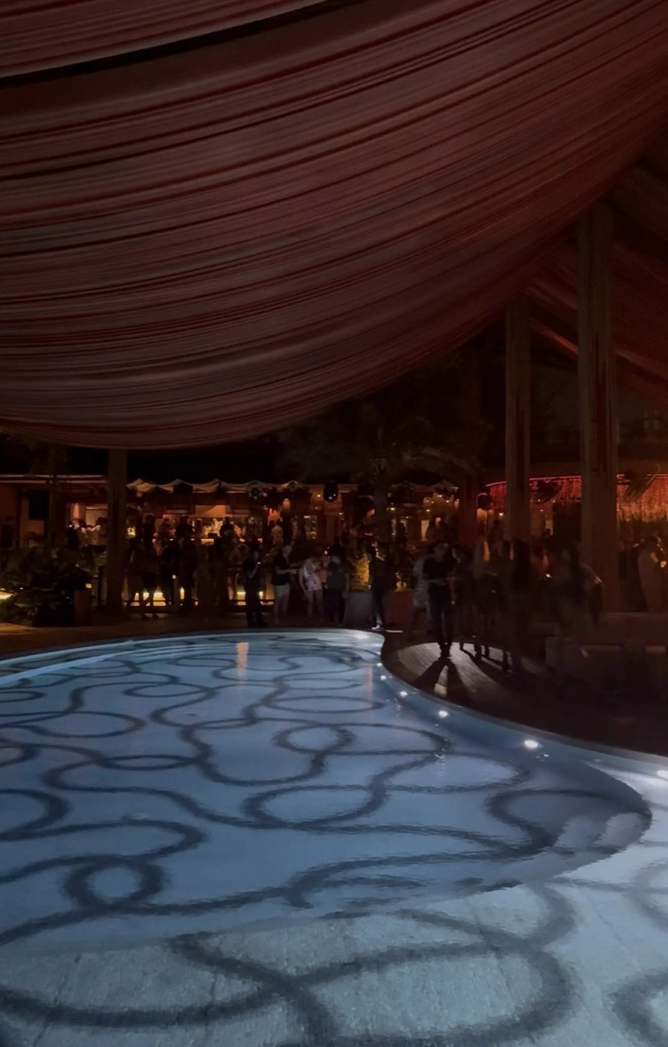 The bar and the crowd at Desa Kitsuné, Canggu, in the evening