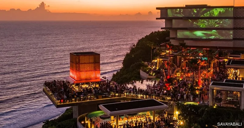 Savaya on the Uluwatu clifftop at golden hour, the decks full