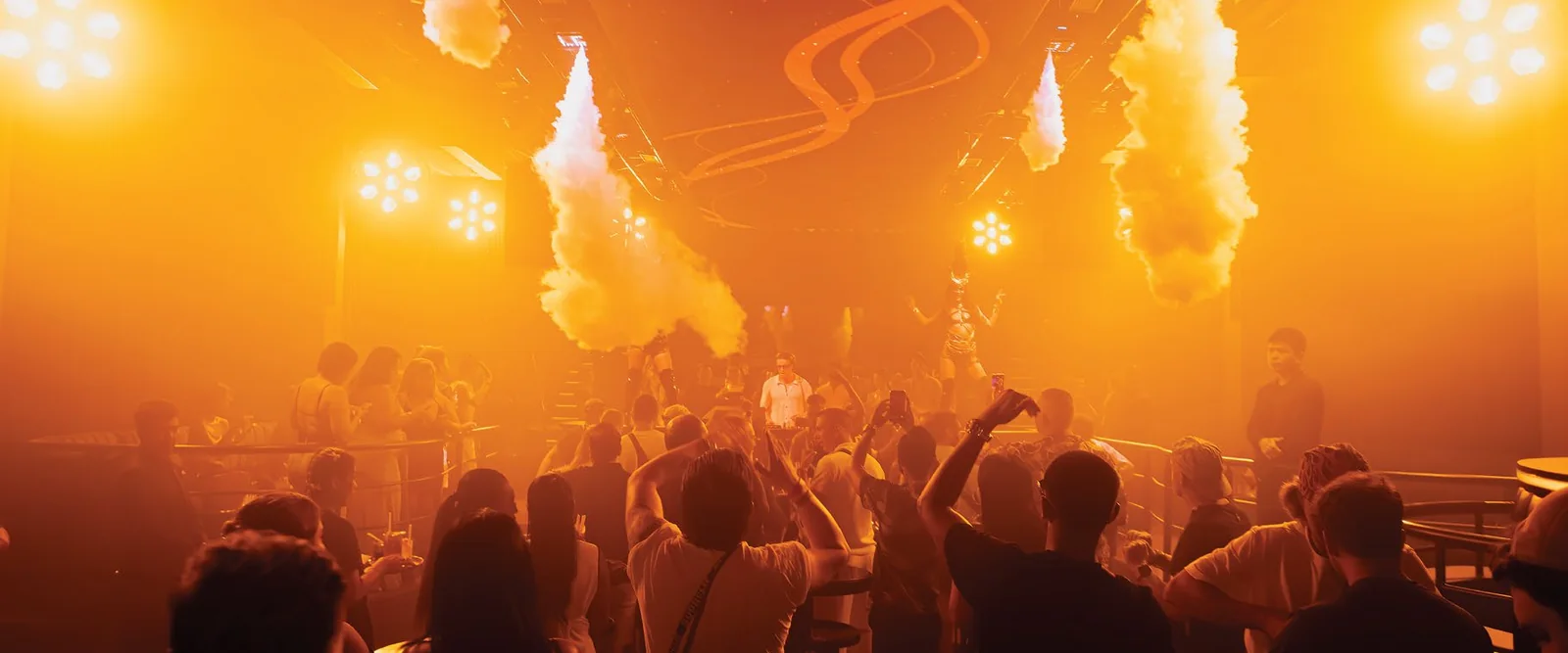 Smoke cannons over the dancefloor at BOA, Phuket