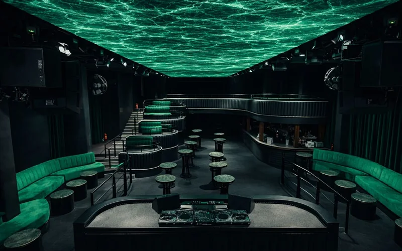 The main room at BOA before doors, looking across the dancefloor