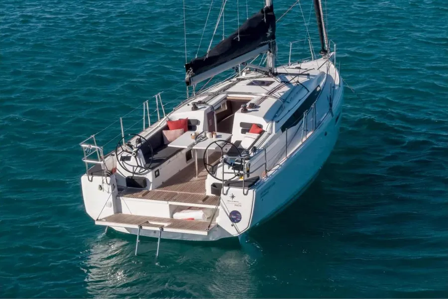 A classic sailing yacht under way on open water