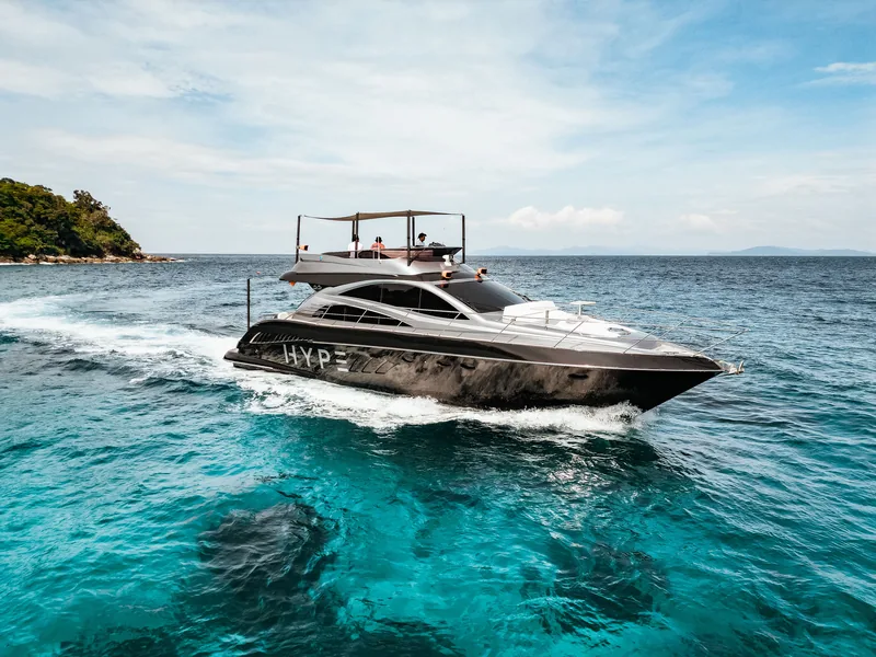The Hype Luxury Boat Club yacht under way off Phuket
